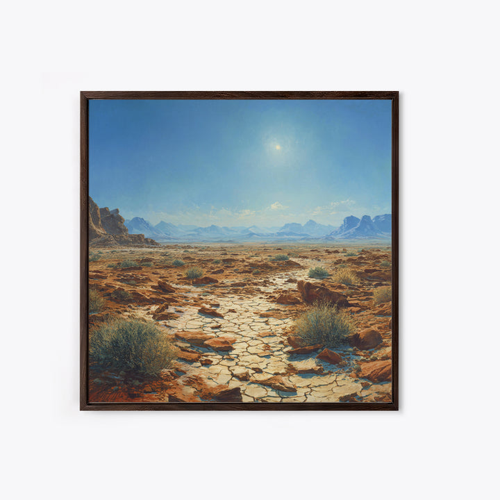 Sunlit Desert Plain Landscape Wall Art Print Southwestern Painting Rustic Nature Artwork For Living Room Decor Office Wall Art