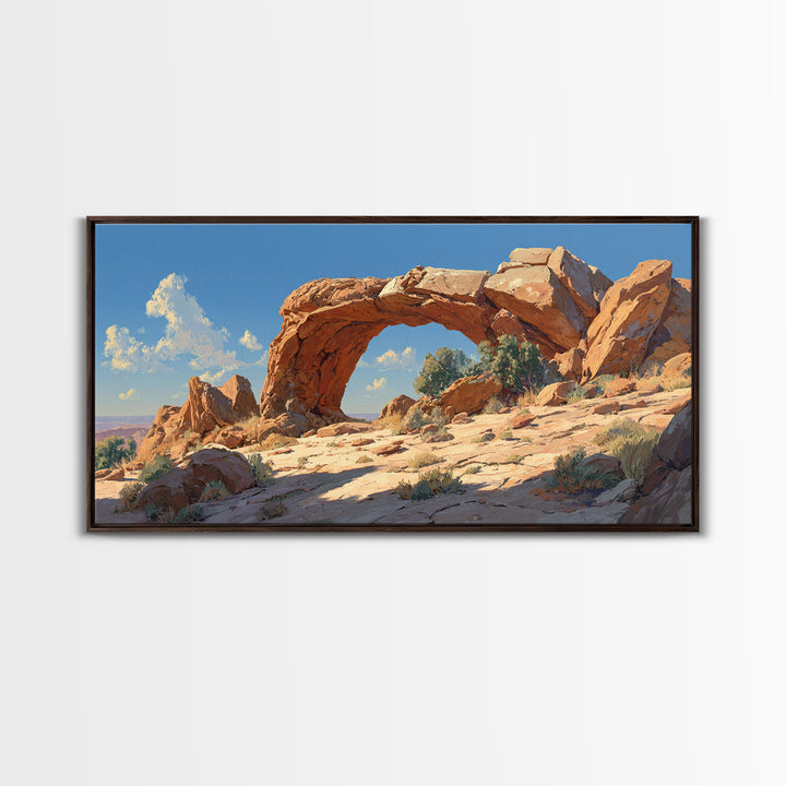 Majestic Natural Rock Arch Landscape Wall Art Print Stunning Canyon View Large Framed Canvas Print For Rustic Home Decor