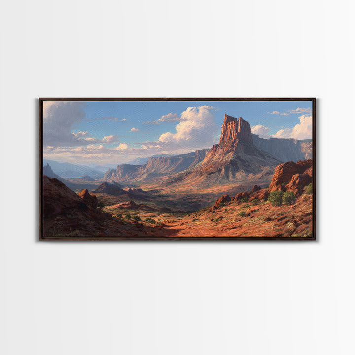 Stunning Red Rocky Mountain Landscape Painting Wall Art For Home Decoration Framed Canvas Print Mountain Scene Art