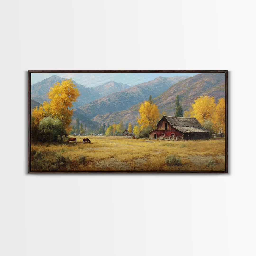 Stunning Autumn Mountain Landscape With Rich Foliage Wall Art Print For Rustic Living Room Decor Canvas Print
