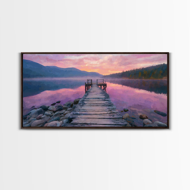 Serene Traditional Asian Temple Lit At Night With Misty Mountains Landscape Wall Art Canvas Print For Zen Decor