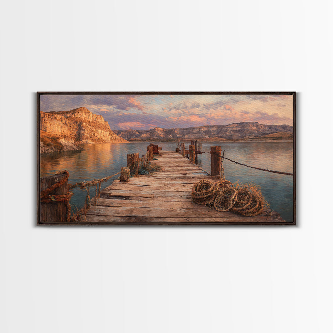 Scenic Tropical Beach Sunset Digital Art Canvas Print Bright Vibrant Colorful Wall Art Coastal Home Decor