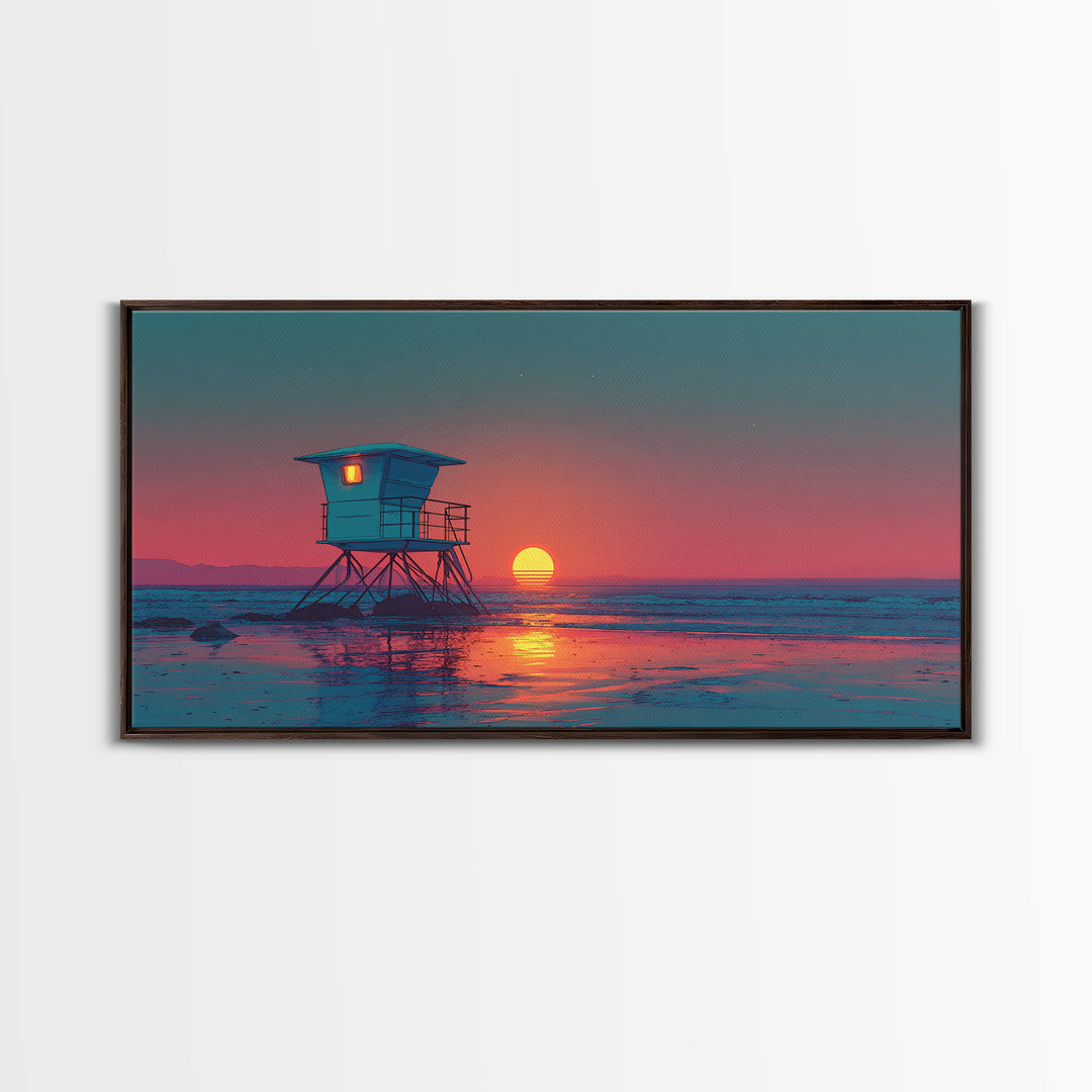 Serene Cool Blue Tropical Ocean With Calm Waters And Palm Trees Framed Canvas Print Coastal Wall Art Perfect For Living Room And Bedroom