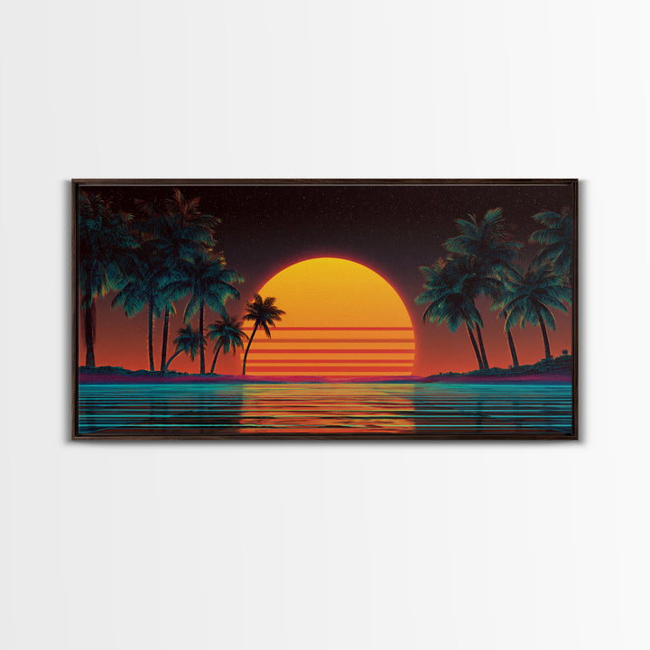 Beautiful Golden Sunset Over Ocean Calm Waves Large Wall Art Modern Coastal Canvas Print For Living Room And Bedroom Beach Decor