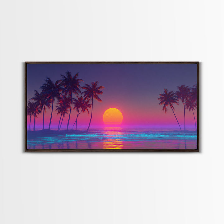 Serene Mountain Lake Reflection With Canoe Sunrise Wall Art Framed Canvas Print Tranquil Landscape Painting For Cozy Home Decor