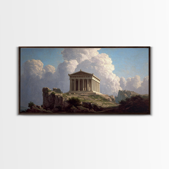 Ancient Greek Temple Landscape Wall Art, Classical Architecture Canvas Print, European Fine Art, Office Decor Gift For Him