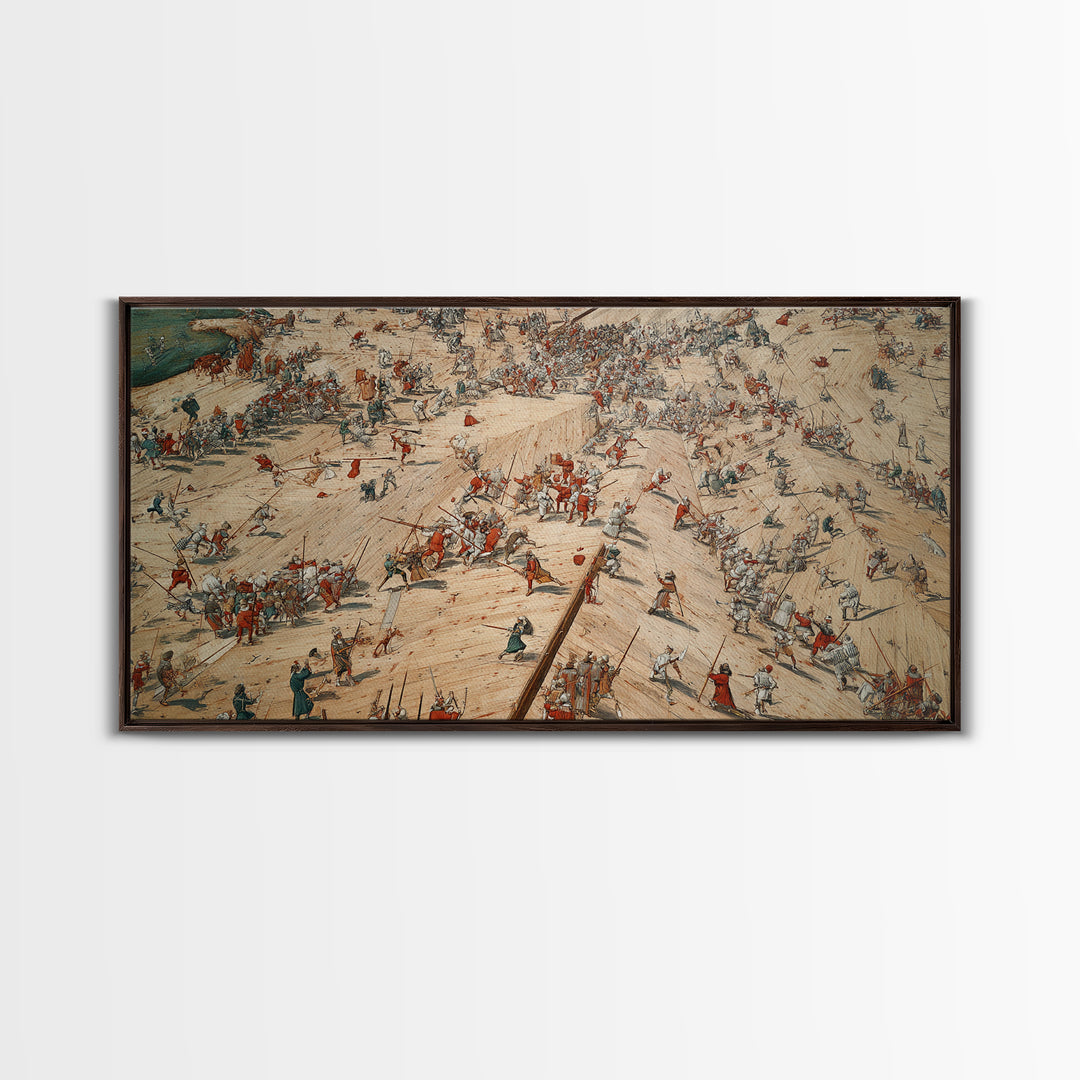 Medieval Battlefield Panorama Wall Art, Historic Army Battle Print, Detailed War Map Decor, Large Office Canvas Artwork, Gift For Him