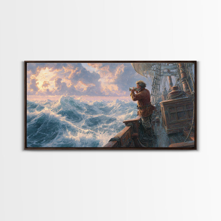 Stormy Ocean Ship Photographer Wall Art, Nautical Seascape Canvas Print, Maritime Decor, Coastal Gift For Him, Large Ocean Wall Decor