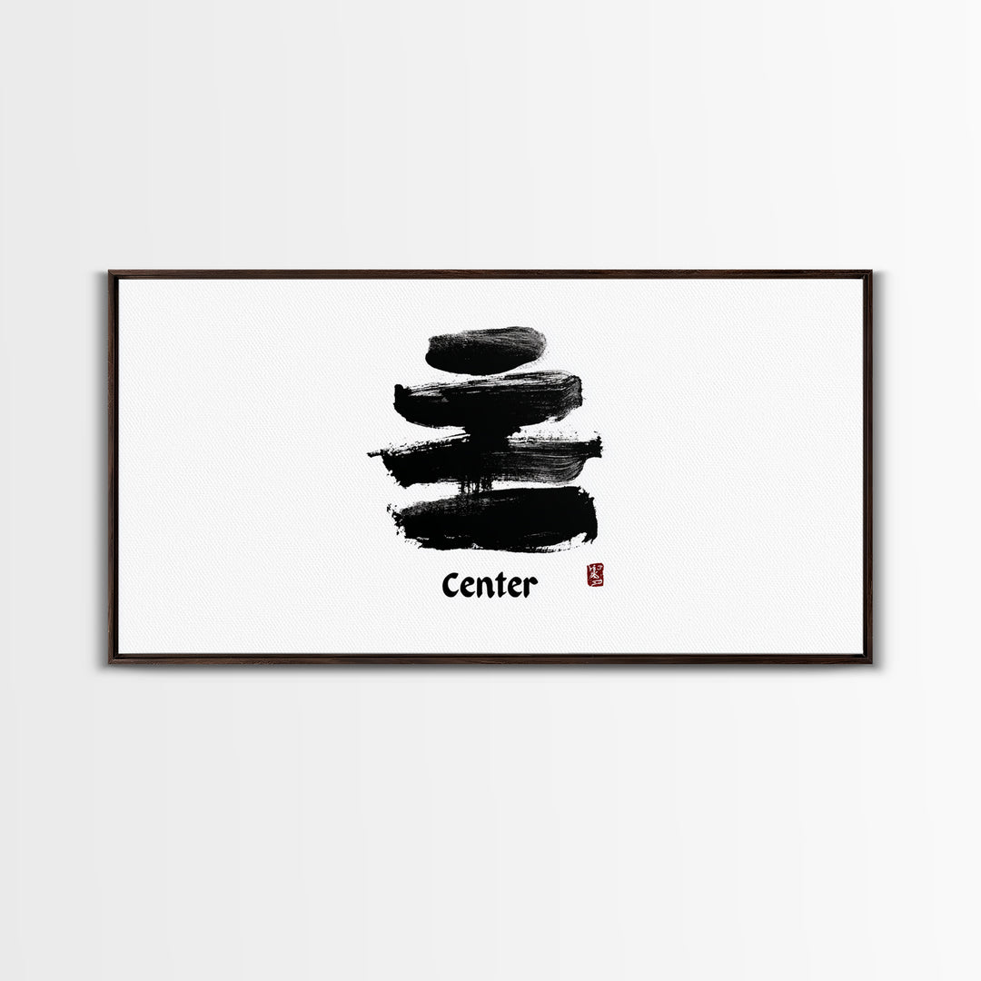 Zen Bamboo Brush Painting Minimalist Wall Art Black And White Ink Illustration Canvas Print Home Decor For Living Room And Office