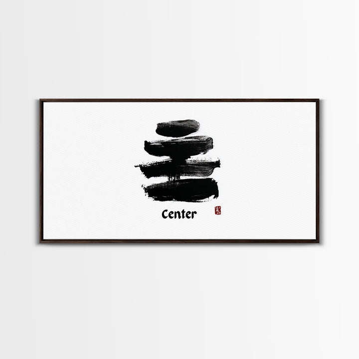 Zen Bamboo Brush Painting Minimalist Wall Art Black And White Ink Illustration Canvas Print Home Decor For Living Room And Office