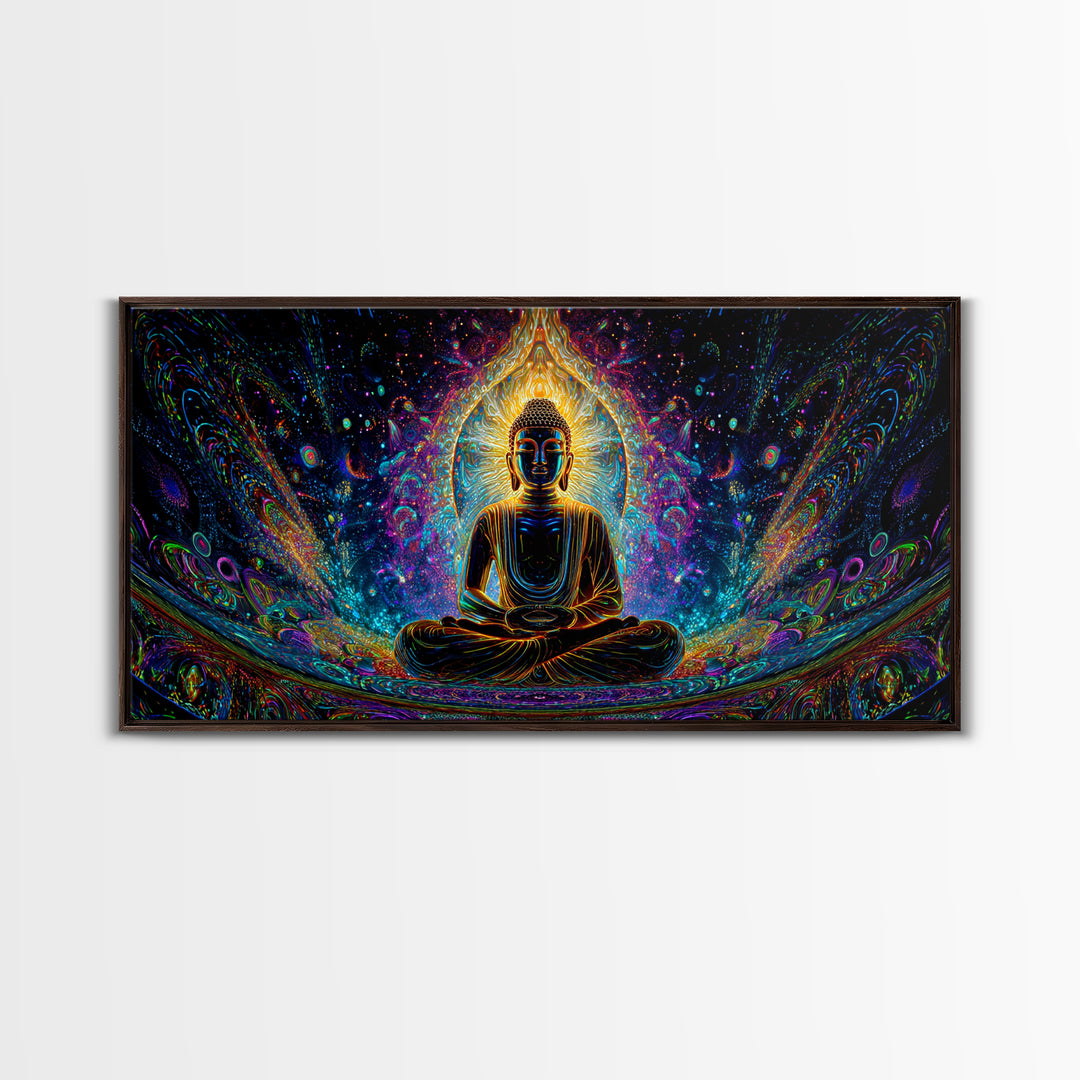 Vibrant Psychedelic Buddha Meditation Canvas Print Spiritual Wall Art Home Decor For Living Room And Yoga Space