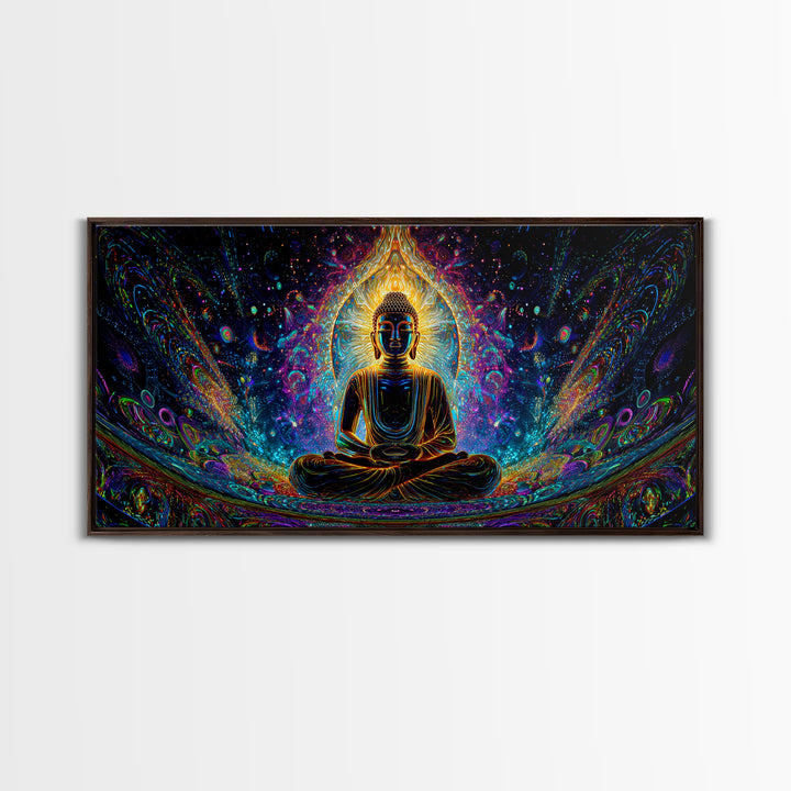 Vibrant Psychedelic Buddha Meditation Canvas Print Spiritual Wall Art Home Decor For Living Room And Yoga Space