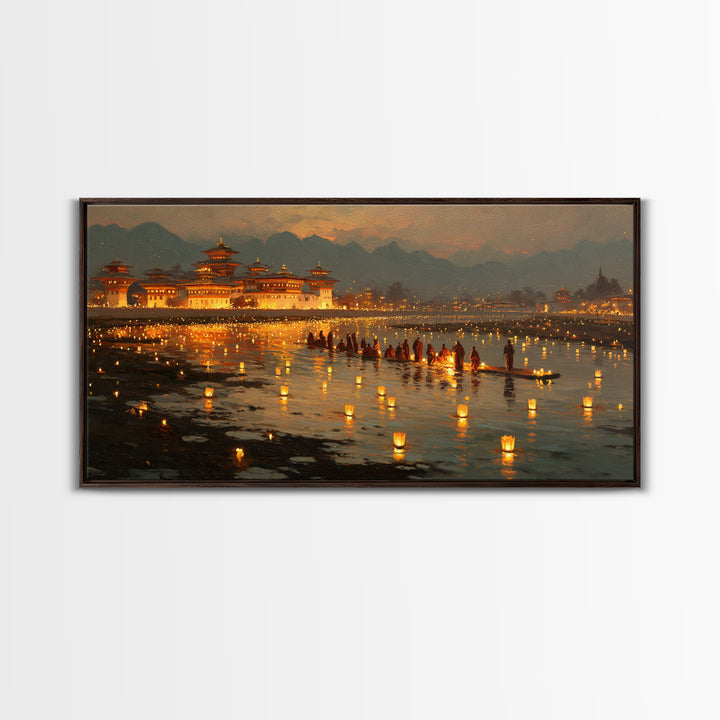 Tranquil Asian Garden Tea House With Smoke Rising From Kettle Serene Wall Art Canvas Print For Zen Home Decor