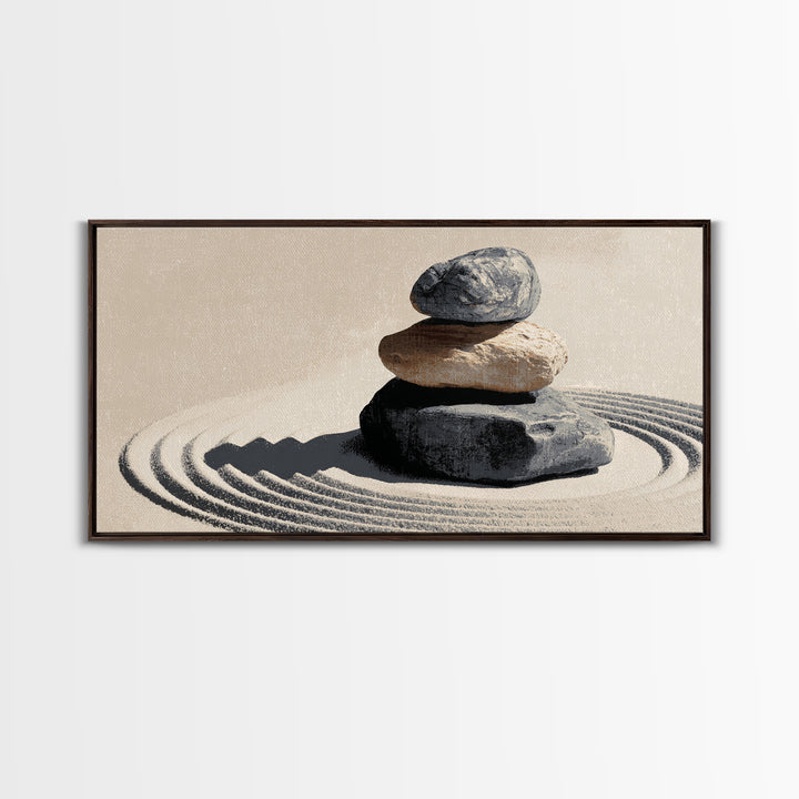 Zen Rock Pyramid Abstract Minimalist Wall Art Painting Canvas Print For Calm Modern Home Decor
