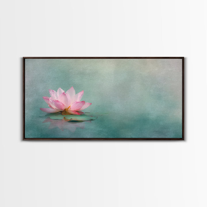 Elegant Pink Lotus Flower On Blue Water Serenity Floral Wall Art Canvas Print For Bedroom Or Living Room Decor