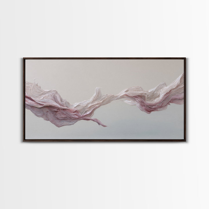 Elegant Abstract Flowing Pink And Beige Textured Acrylic Painting Canvas Print Perfect Modern Wall Art For Home Decor And Office