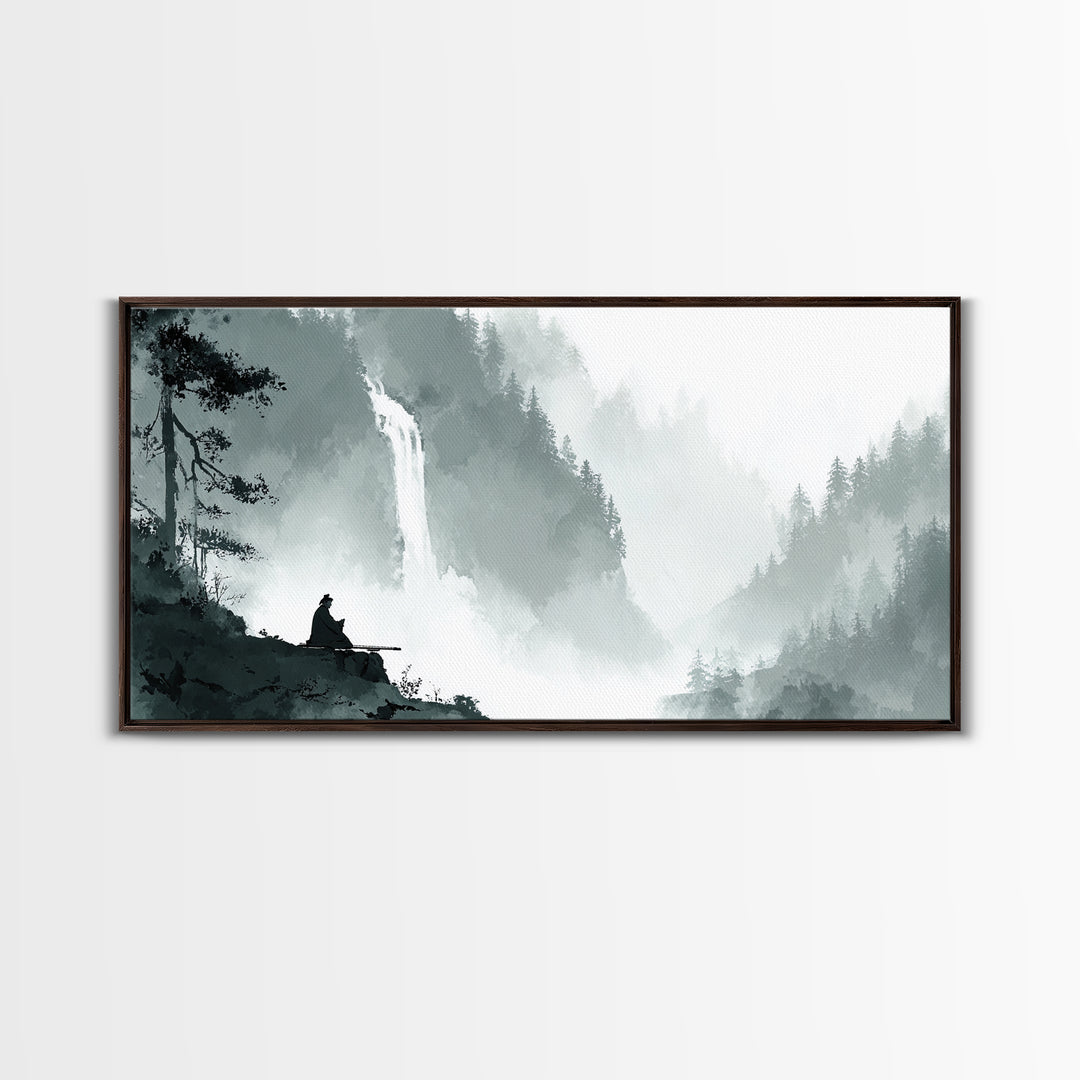 Peaceful Lakeside Township At Sunset With Glowing Lights Canvas Print Relaxing Wall Art For Bedroom Living Room Decor