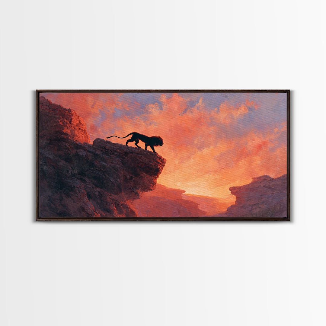 Black Panther Canyon Sunset Wall Art, Wildlife Canvas Print, Southwestern Decor, Big Cat Art, Dramatic Living Room Decor