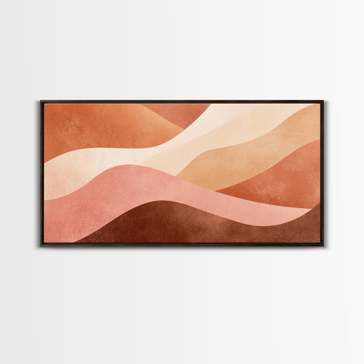 Terracotta Cream Wavy Abstract Canvas Print, Earth Tone Wall Art, Modern Boho Decor, Large Horizontal Living Room Art Print