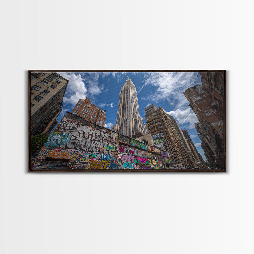 New York Graffiti Alley And Chrysler Building Wall Art, Urban Cityscape Print, NYC Travel Poster, Modern Office Decor For Loft