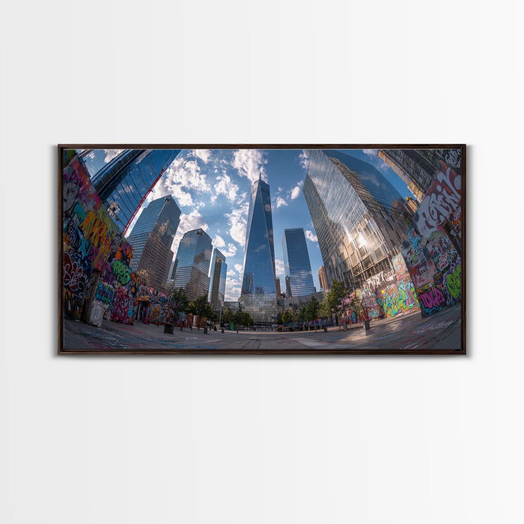 New York City Graffiti Skyline Wall Art, Urban Street Art Canvas Print, Modern Office Decor, Large Living Room Wall Decor