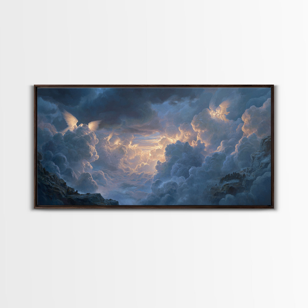 Angelic Cloudscape Heaven Light Wall Art, Celestial Fantasy Landscape, Serene Sky Canvas, Spiritual Home Decor Gift For Her