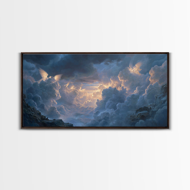 Angelic Cloudscape Heaven Light Wall Art, Celestial Fantasy Landscape, Serene Sky Canvas, Spiritual Home Decor Gift For Her