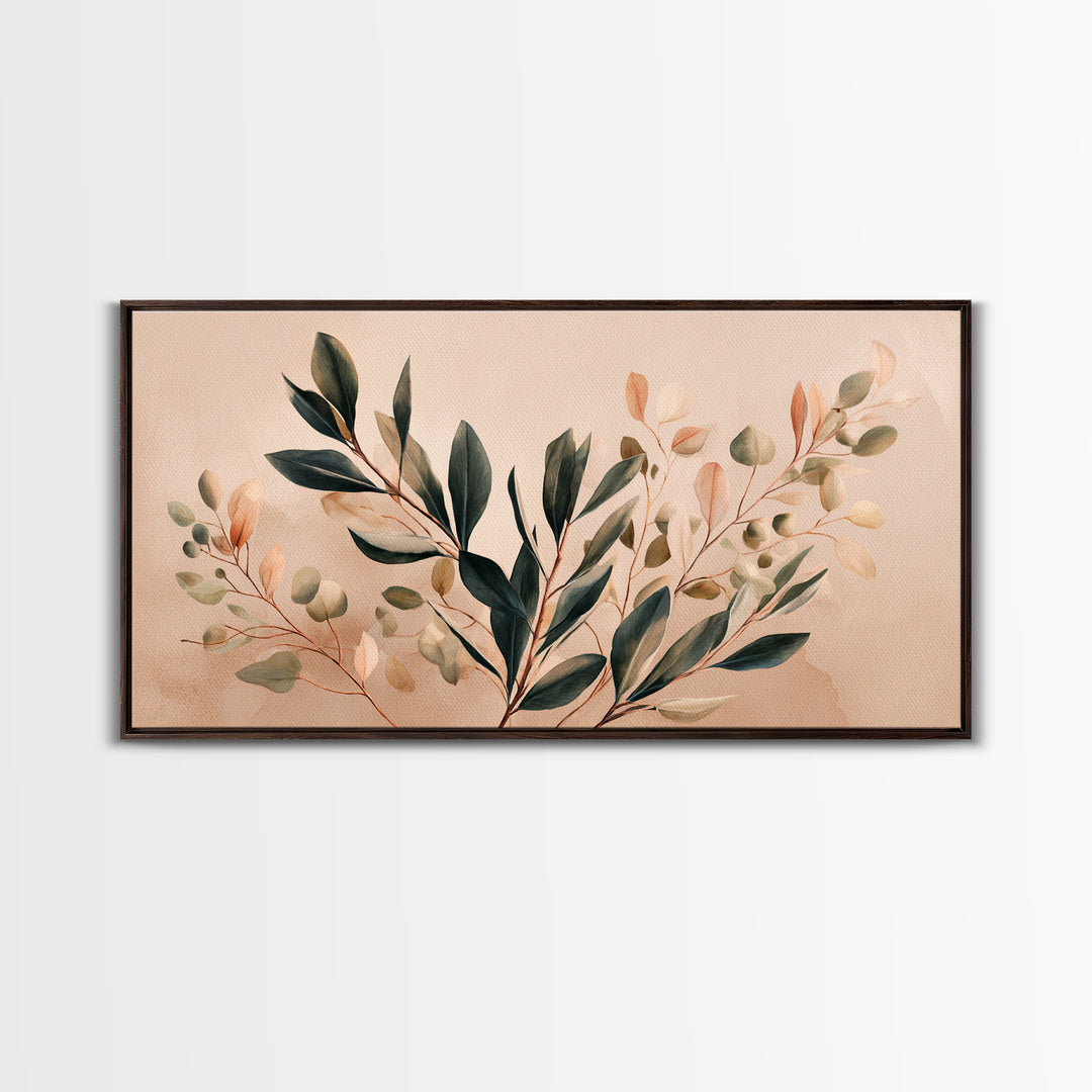 Blush Olive Branch Botanical Wall Art, Sage Green Leaves, Neutral Boho Home Decor, Living Room Wall Art, Housewarming Gift