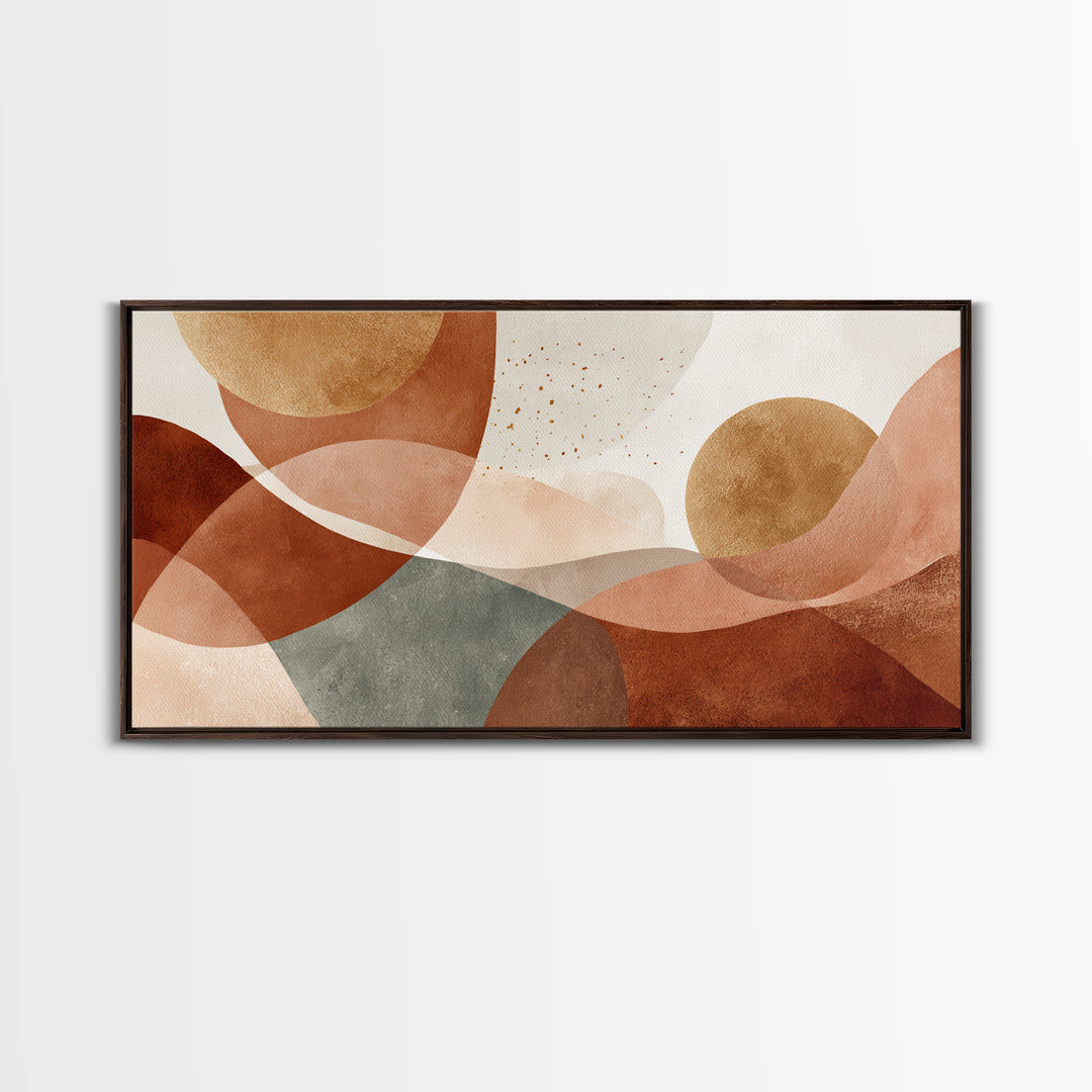 Earth Tone Geometric Abstract Wall Art, Terracotta Circles, Modern Canvas Print, Neutral Living Room Decor, Gallery Wall Art