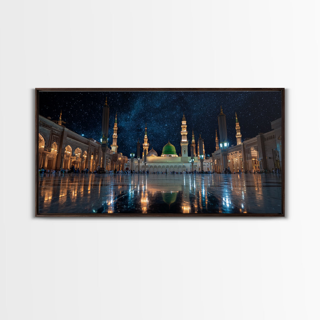 Starry Medina Mosque Courtyard Wall Art, Islamic Home Decor, Arabic Architecture Print, Quran Wall Decor, Spiritual Gift