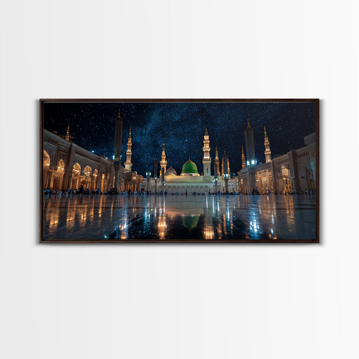 Starry Medina Mosque Courtyard Wall Art, Islamic Home Decor, Arabic Architecture Print, Quran Wall Decor, Spiritual Gift