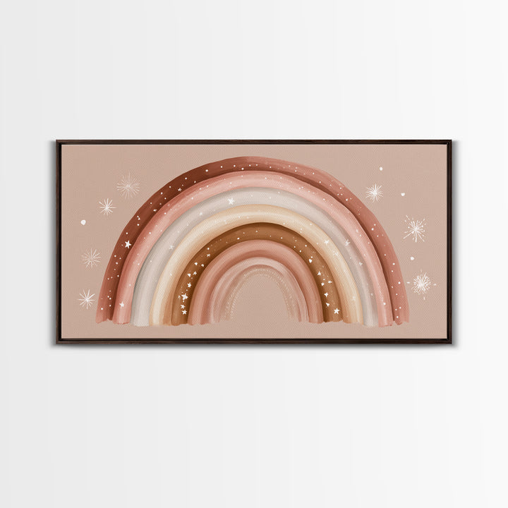 Boho Rainbow Nursery Wall Art, Earth Tone Canvas Print, Neutral Kids Room Decor, Above Crib Decor, Baby Shower Girl Gift