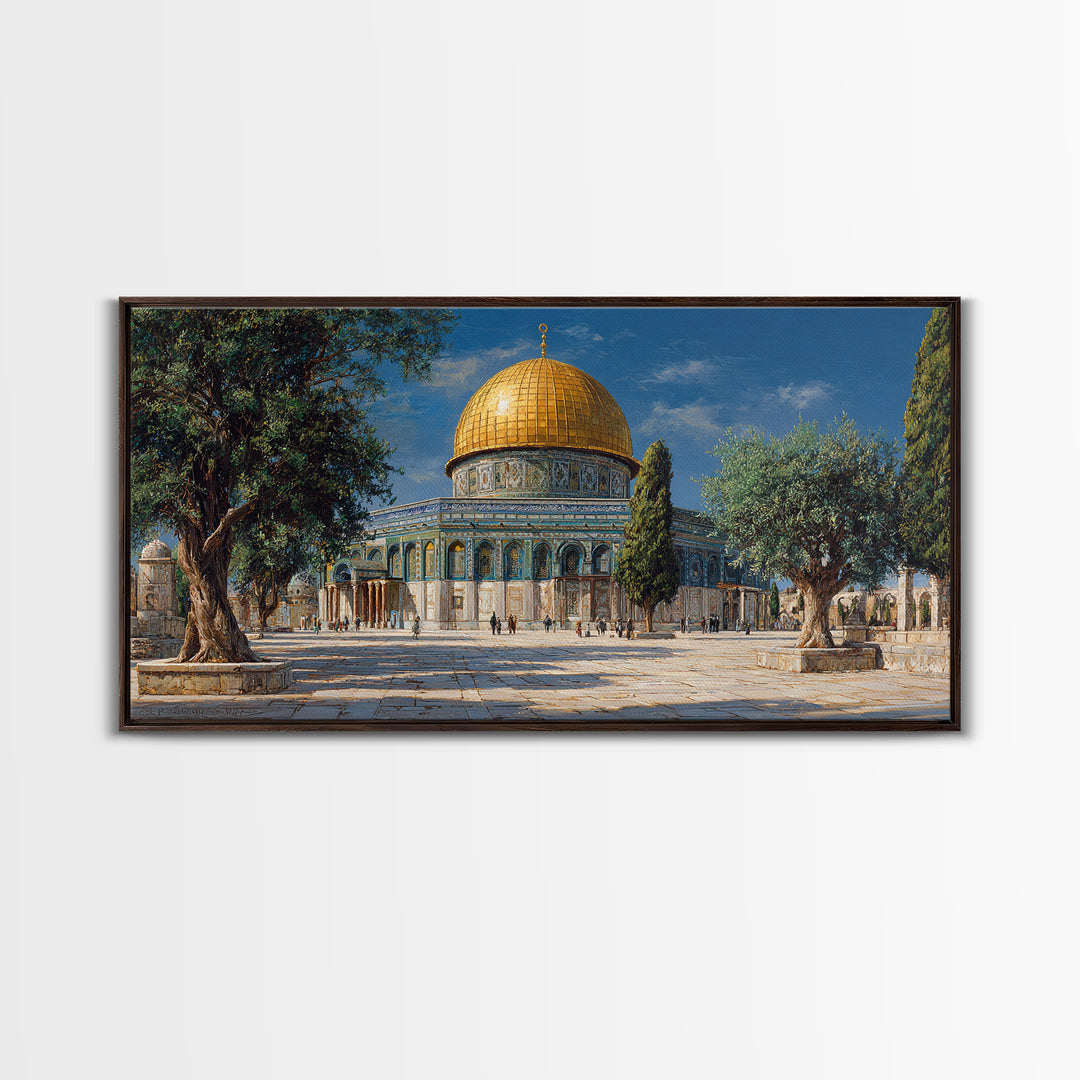 Golden Dome Of The Rock Jerusalem Wall Art, Islamic Architecture Canvas Print, Middle Eastern Decor, Spiritual Travel Poster