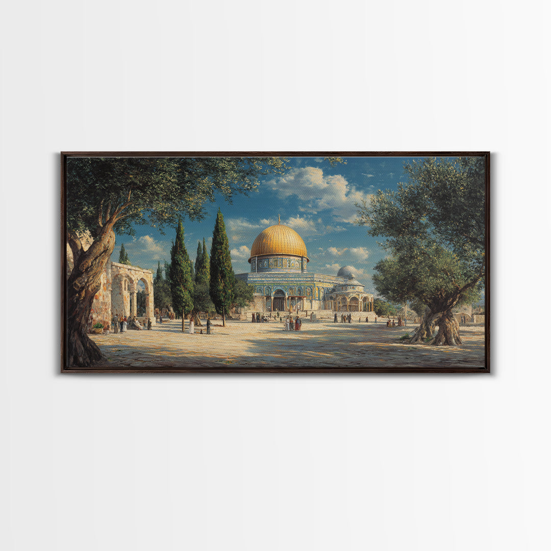 Jerusalem Dome Of The Rock Wall Art, Islamic Architecture Canvas Print, Olive Tree Travel Decor, Middle Eastern Art Print