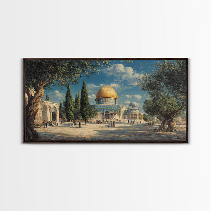 Jerusalem Dome Of The Rock Wall Art, Islamic Architecture Canvas Print, Olive Tree Travel Decor, Middle Eastern Art Print