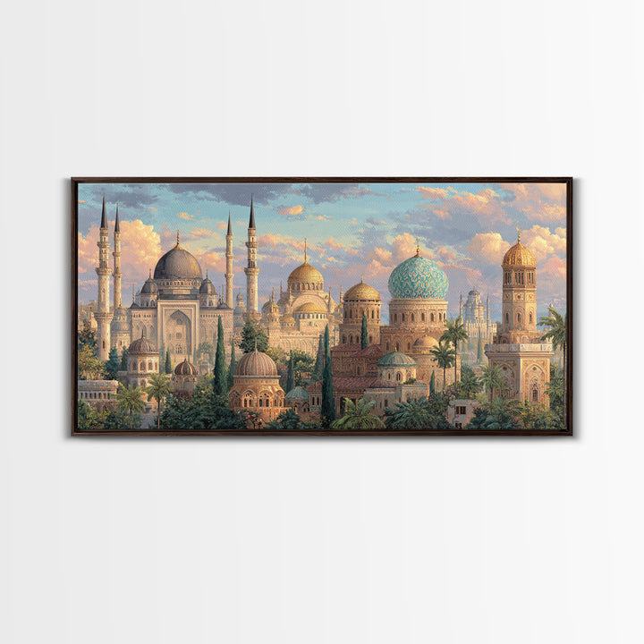Ornate Mosque Domes And Minarets Canvas Print, Islamic Wall Art, Arabic Architecture, Ramadan Decor, Housewarming Gift, Eid Gift