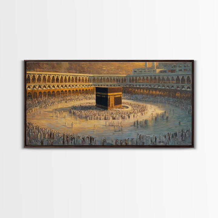 Kaaba Mecca Pilgrimage Wall Art, Islamic Framed Canvas Print, Muslim Home Decor, Ramadan Eid Gift, Prayer Room Art, Islamic Wall Decor