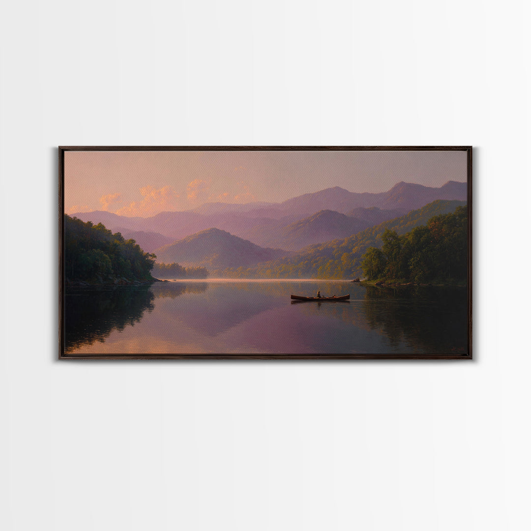 Smoky Mountain Lake At Sunset Canvas Print, Serene Landscape Wall Art, Cabin Decor, Rustic Home Decor, Housewarming Gift
