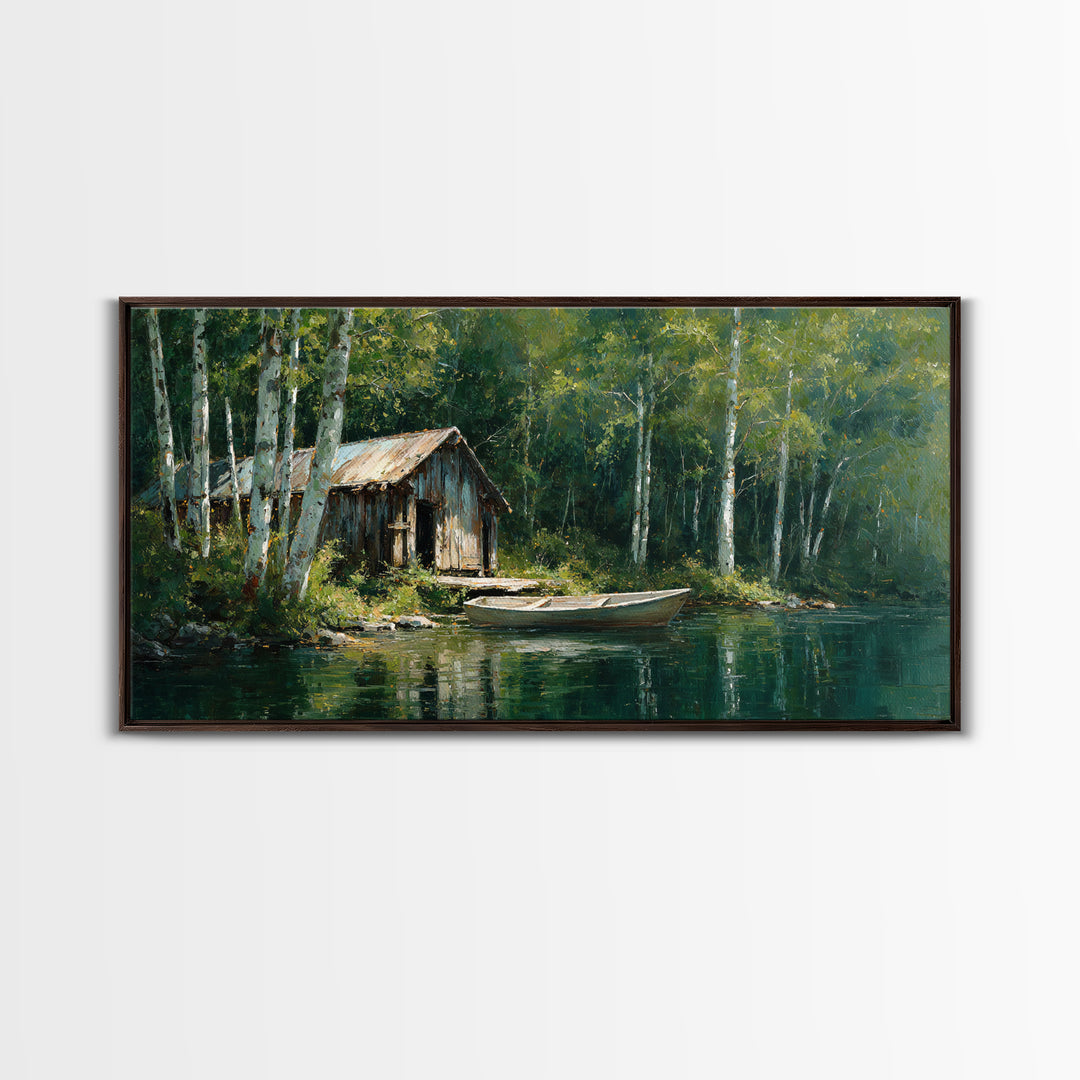 Scenic Tranquil Lake With Lily Pads And Bergen Mountains Landscape Painting Wall Art Canvas Print For Home Decor