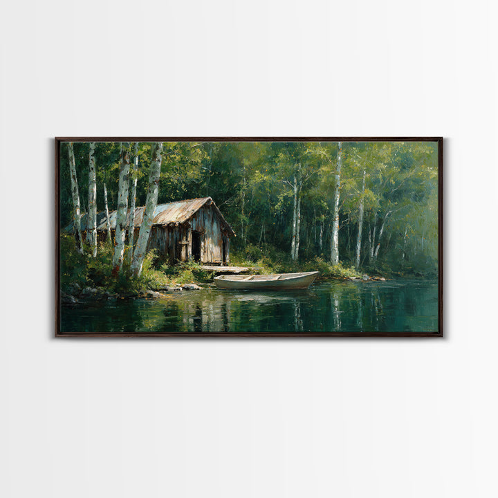Scenic Tranquil Lake With Lily Pads And Bergen Mountains Landscape Painting Wall Art Canvas Print For Home Decor