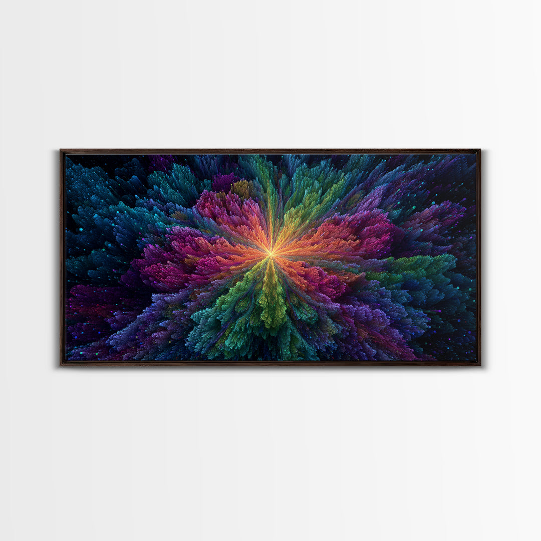 Vibrant Abstract Cosmic Night Sky With Stars And A Central Black Hole Explosion Colorful Wall Art Canvas Print For Home Office Or Living Room