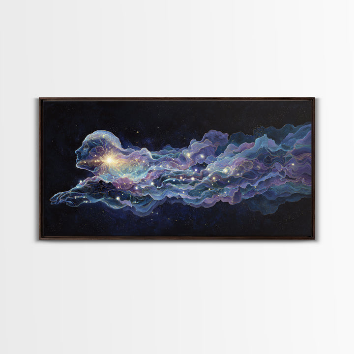 Abstract Celestial Cosmic Art Painting Wall Art Canvas Print Colorful Starry Night Decor Mystical Wall Art