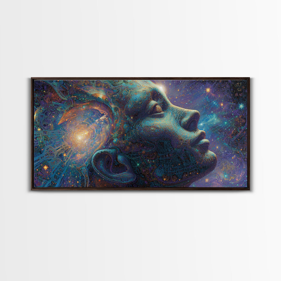 Retro Futuristic Neon Sunset Over Ocean Large Wall Art Canvas Print Vibrant Coastal Home Decor