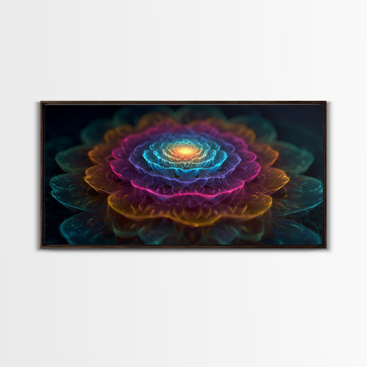 Colorful Fractal Flower Digital Art Canvas Print Vibrant Modern Wall Art For Living Room