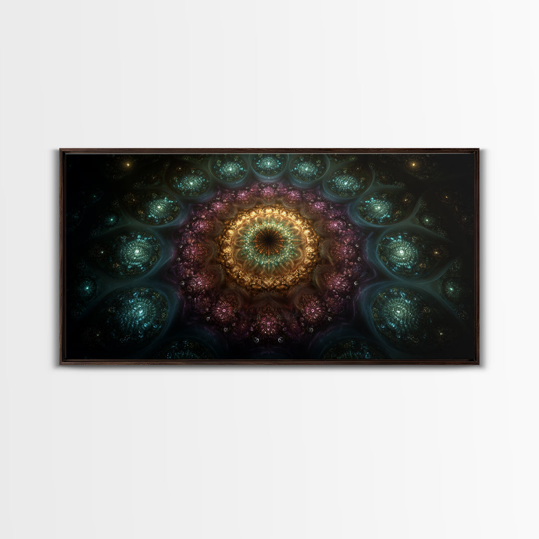 Magical Kaleidoscope Mandala Inspired Abstract Fractal Design Wall Art Modern Wall Decor Canvas Print Gift