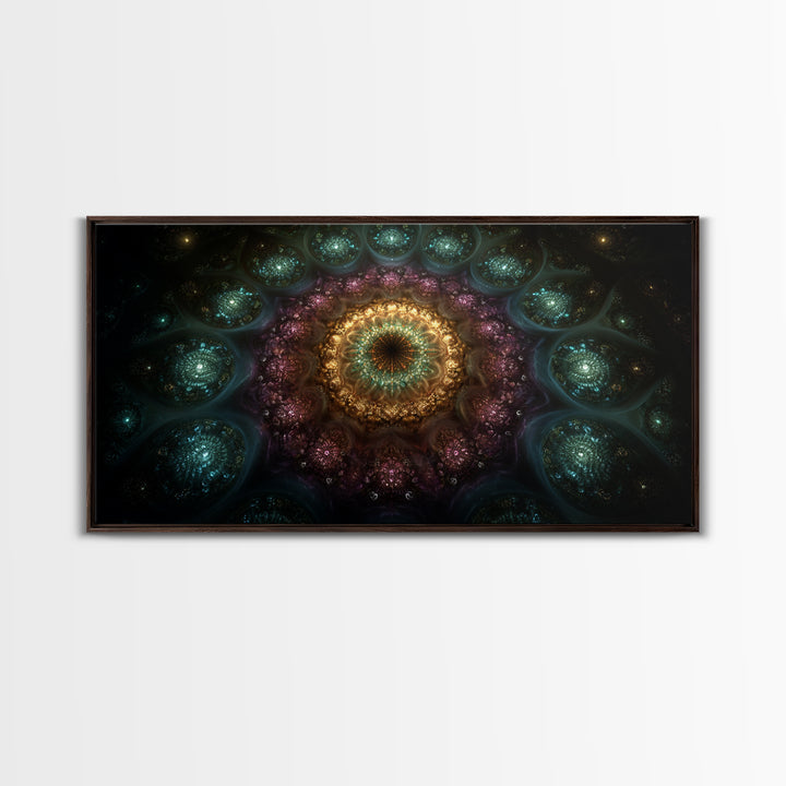 Magical Kaleidoscope Mandala Inspired Abstract Fractal Design Wall Art Modern Wall Decor Canvas Print Gift