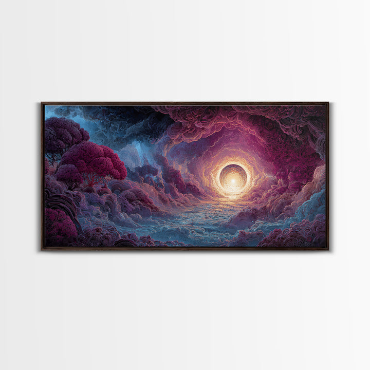 Fantasy Forest Landscape Painting Canvas Print Enchanting Magical Trees Wall Art Modern Home Decor