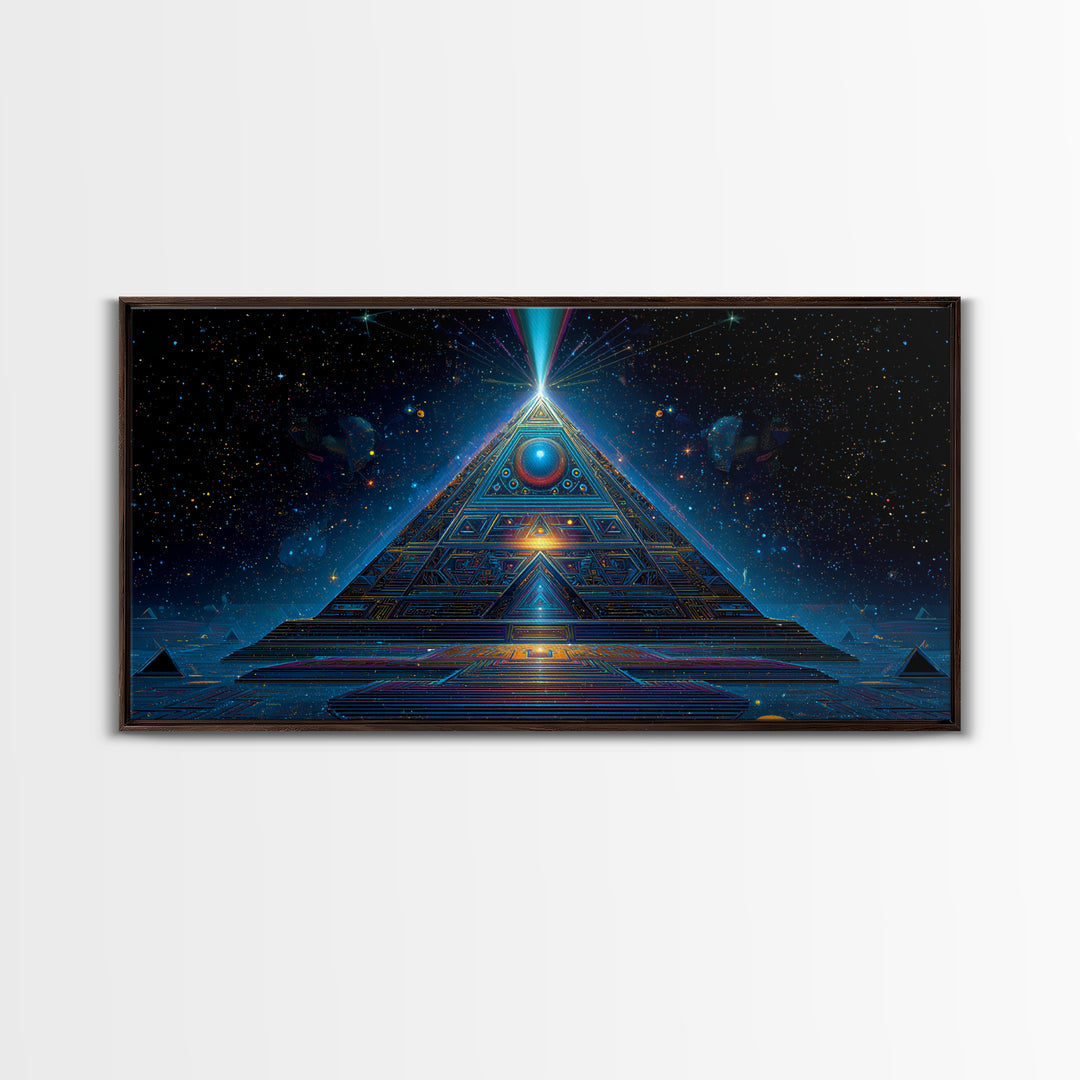 Mystical Futuristic Pyramid Digital Art Print Canvas Print Wall Art Modern Sci Fi Decor Inspirational Artwork