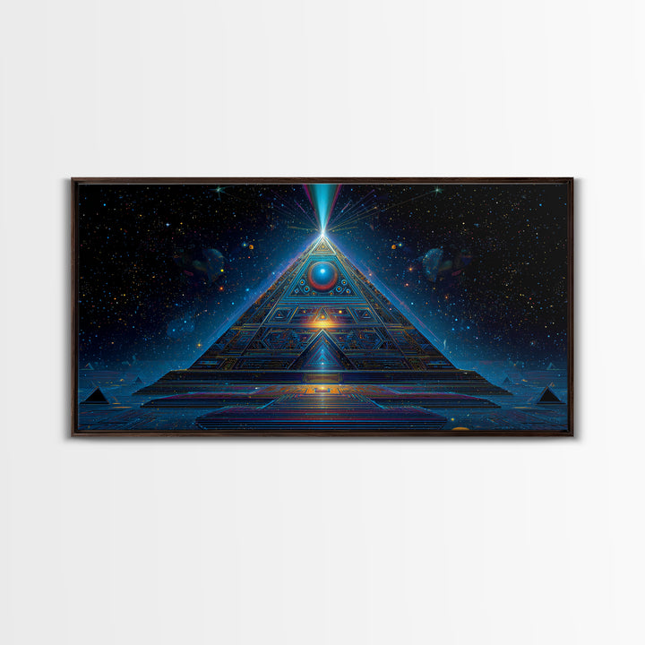 Mystical Futuristic Pyramid Digital Art Print Canvas Print Wall Art Modern Sci Fi Decor Inspirational Artwork