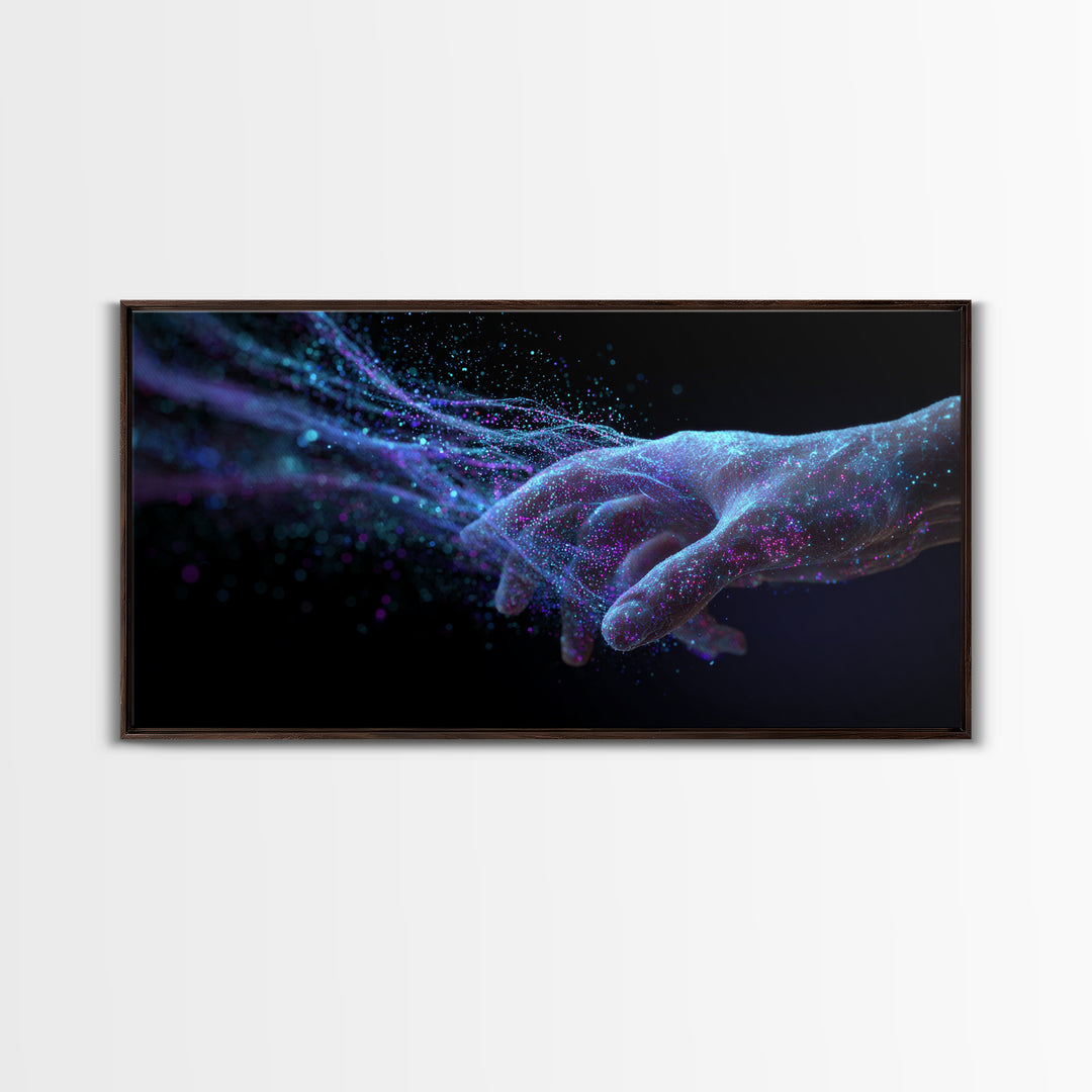Digital Futuristic Hand Nebula Art Canvas Print Modern Abstract Wall Art For Home Office Decor Unique Cosmic Framed Canvas Print